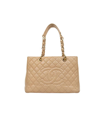 CHANEL Beige Kaviar Große CC Grand Shopping Schultertasche 49767 153856817