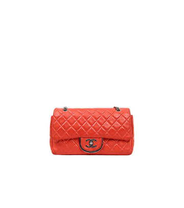 CHANEL レッドラムスキンダブルフラップチェーンショルダーバッグ 51340 153856859