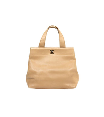 CHANEL ベージュ CC ターンロック ショルダーバッグ 50479 153857050