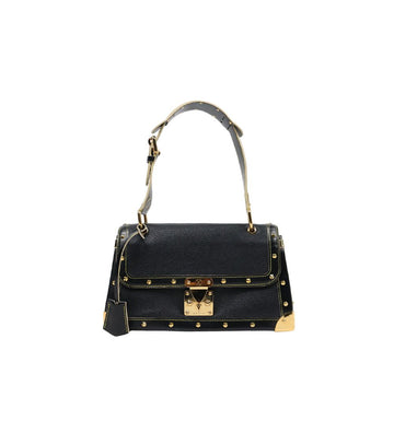 Louis Vuitton Black Leather Shoulder Bag 49825 153857084