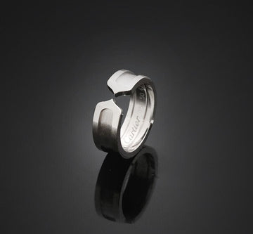 Cartier 18k Double C Ring 18K White Gold Size 50 6.4MM 7247752468 76033461
