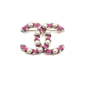 CHANEL AB2677 19シーズン パール装飾 ピンクレザー ストラップ CC レディース ブローチ 153894648