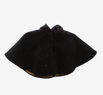 BURBERRY キッズ フード チェック ウール Aライン ケープ ブラック M 3980734 123095942