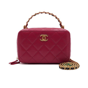 CHANEL Pink Leather Vanity Camera Chain Top Handle Tote Bag Crossbody AA61937 154031872