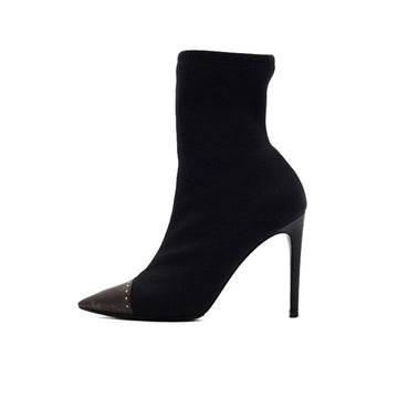Louis Vuitton Black Fabric Toe Monogram Stud Ankle Boots 62016 154033599