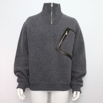 Hermes Wool Cashmere Blended Full-Zip Knit T-Shirt with Leather Detail Pocket for Men H567715HA 154072891