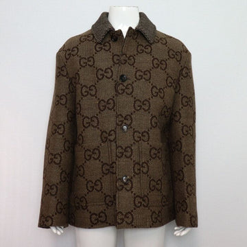 Gucci Maxi GG Wool Jacquard Beige Brown Short Coat Jacket 770760 154072904