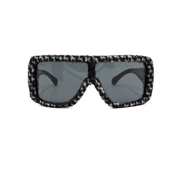 CHANEL 71367 ブラック ホワイト ツイード CC 刺繍ロゴ シールド サングラス 61927 154072945