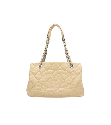 CHANEL ベージュキャビアビッグCCチェーンショルダーバッグ 51818 154076059