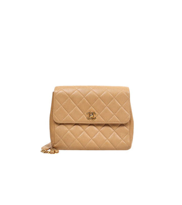 CHANEL Beige Caviar Quilted CC Flap Chain Shoulder Bag 51822 154076072