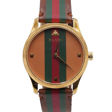 GUCCI G-Timeless Dreilinien Biene Logo Quarz 38mm Lederarmband Herrenuhr 1264077 154131120