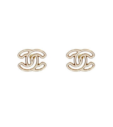 CHANEL Ivory 24A CC Gold Earrings 52901 154166747