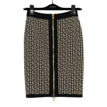 BALMAIN モノグラム ウール ブレンディッド ペンシル スカート AA62013 154167548