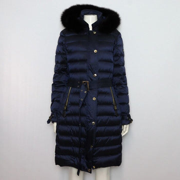 Burberry London Navy Ashmoor Fox Fur Belted Women's Down Jacket 4079459 154167583
