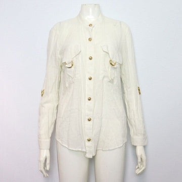 BALMAIN コットン ゴールド ボタン レディース ブラウス シャツ aa61713 154167593