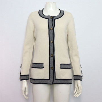 CHANEL Weiße Cashmere-Strickjacke für Damen mit langen Ärmeln P37398K02428 154167615
