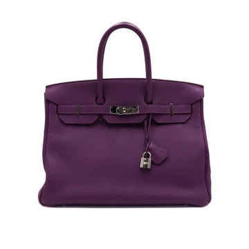 HERMES トゴパープルシルバー金具バーキン35レディーストートバッグ 154226582
