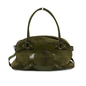 SALVATORE FERRAGAMO Grüne Wildleder Bowling-Tasche mit Gancini-Logo 21-5834 154226589