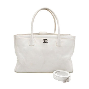 CHANEL White Caviar Leather Silver CC Logo Surf Tote and Shoulder Bag A15206 154226590