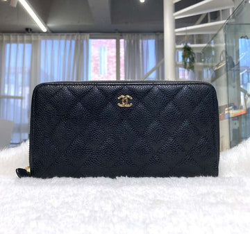 CHANEL Caviar Classic Zip Long Wallet Black Gold A50097 26 154254051