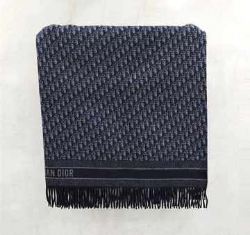 DIOR ネイビーオブリークカシミヤブランケット25DOB350I010 150747140