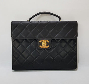 CHANEL Classic Lambskin CC Logo Briefcase 154277996