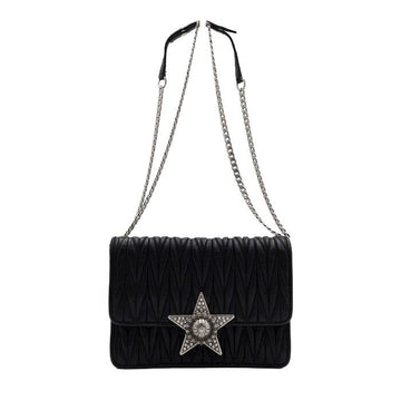 MIU MIU Schwarze Matelassé Napa Stern Schultertasche aa62139 154336891