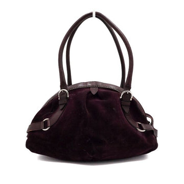 Salvatore Ferragamo Burgundy Suede Leather Bowling Women's Tote Bag 21-5836 154336918
