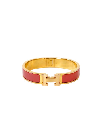Hermes Pink Click Clack Gold Bracelet 53523 154337381