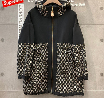 LOUIS VUITTON Oversized Wollstrick Hoodie Jacke 1A92AUE040505 148409523
