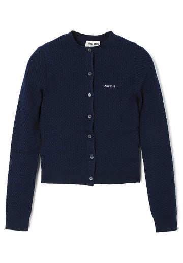MIU MIU Kaschmir- und Seiden-Cardigan Navy 16OO F0008 125864411