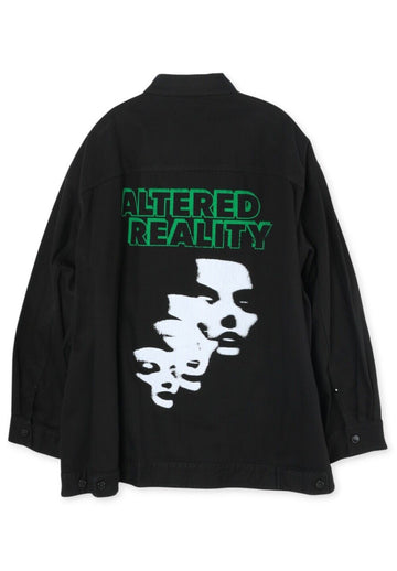 RAF SIMONS レザー パッチ オーバーサイズ デニム ジャケット ブラック 222723100320099 37119619
