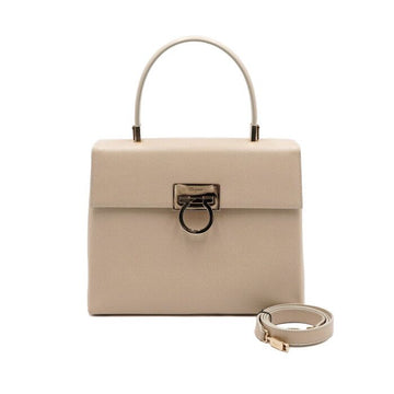 Salvatore Ferragamo Beige Gold-tone Gancini Logo Classic Kelly Tote Bag and Shoulder Bag 21 0290 154406536