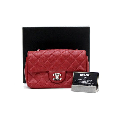 CHANEL Kaviar Rot Neue Mini Klassische Umhängetasche A69900 154406554
