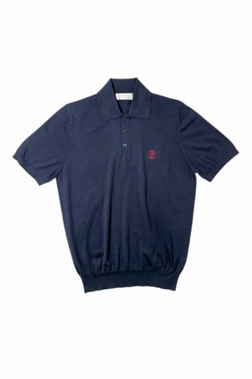 Brunello Cucinelli Embroidered Logo Cotton Polo Knit Sweater M29800195 CW425 1982 154426655