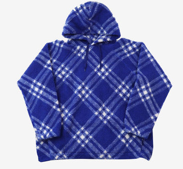 Burberry Checked Fleece Hoodie Blue XL 8077523 154406462