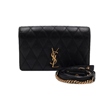 SAINT LAURENT Schwarze Leder Schultertasche mit Diamantsteppung und goldener Kette 568906 154437633