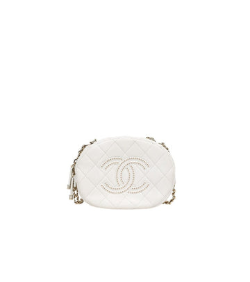 CHANEL White Studded Chain Shoulder Bag 53395 154507606
