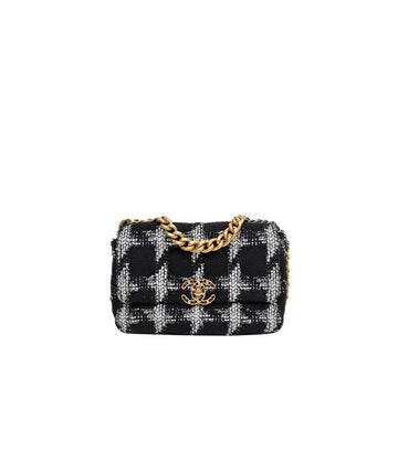 CHANEL Black and White Tweed 19 Shoulder Bag 53987 154507630