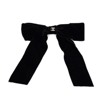 CHANEL CC Logo Ribbon Hair Clip 22 Season Black Velvet AA8557 154509651