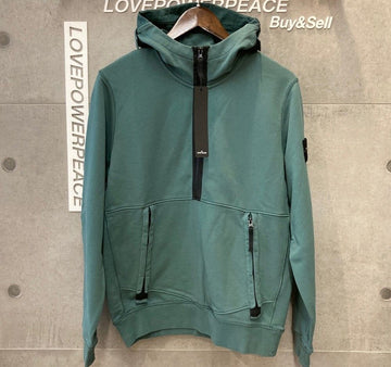 Stone Island Woven Half-Zip Hoodie Green 741560451 V0057 148409660