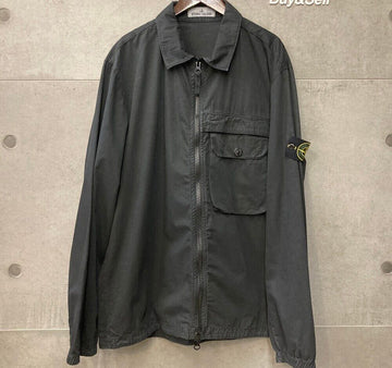 STONE ISLAND ガーメントダイ ワッペン オーバーシャツ ジャケット ブラック 7315107WNF101604 148410325