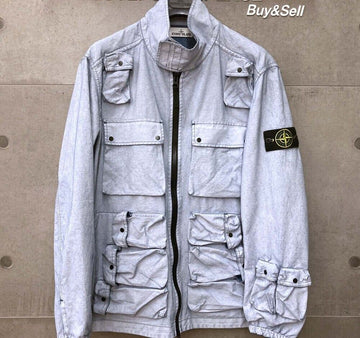 STONE ISLAND マルチポケットキャンバスフラクトフィールドジャケット ブルー 701543764G110138 148410255