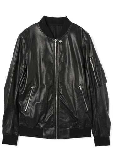 RICK OWENS ラムレザー クラシック フライトジャケット ブラック LBY 09 131114494