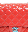 CHANEL Red Medium Patent Double Flap Classic Shoulder Bag 48271 154536154 [P]