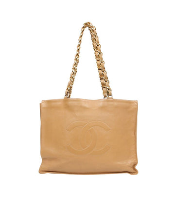 CHANEL ベージュラムスキンビッグCCチェーンショルダーバッグ 49749 154536151