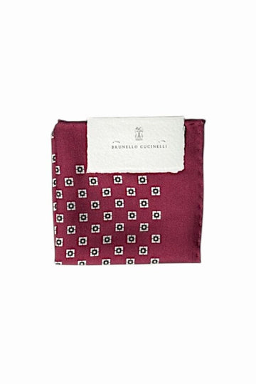 BRUNELLO CUCINELLI スクエアパターンシルクポケットチーフ 154581316