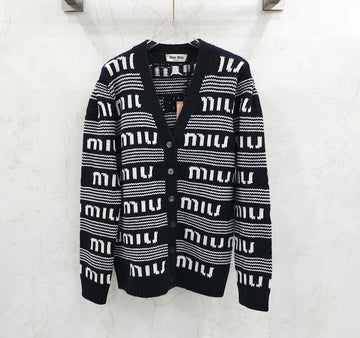 Miu Miu Logo Stripe Cashmere Cardigan MMF685 139290197