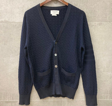 THOM BROWNE ウールケーブルカーディガン ネイビー MKC223A A013114 148410253