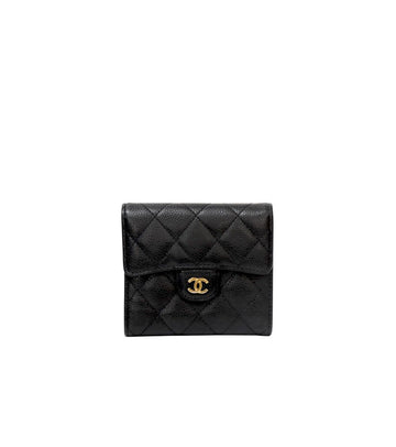 CHANEL Schwarzes Kaviarleder Klapp-Wallet 54173 154667249
